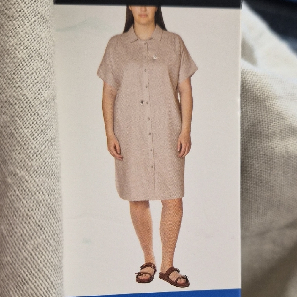 Well Worn Tan Short Sleeve Midi Dress